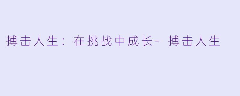 搏击人生：在挑战中成长-搏击人生