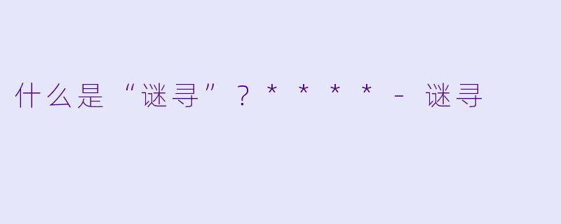什么是“谜寻”？****