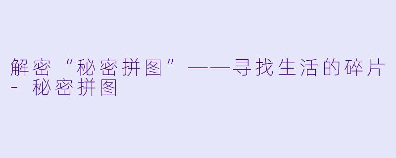 解密“秘密拼图”——寻找生活的碎片-秘密拼图
