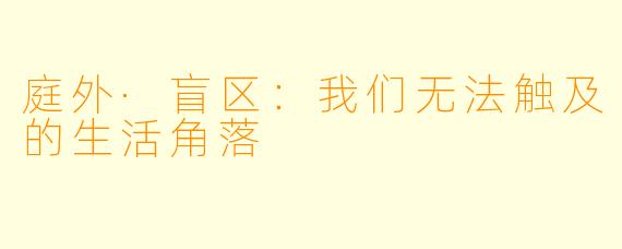 庭外·盲区：我们无法触及的生活角落