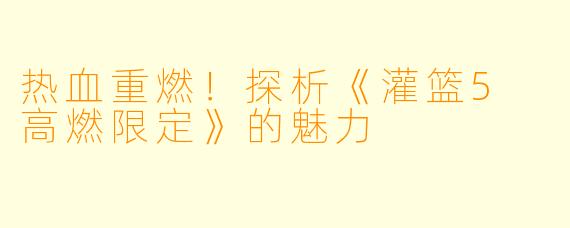 热血重燃！探析《灌篮5 高燃限定》的魅力