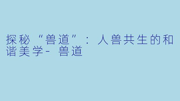 探秘“兽道”：人兽共生的和谐美学-兽道