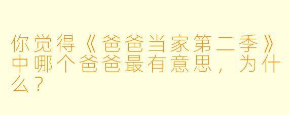 你觉得《爸爸当家第二季》中哪个爸爸最有意思，为什么？