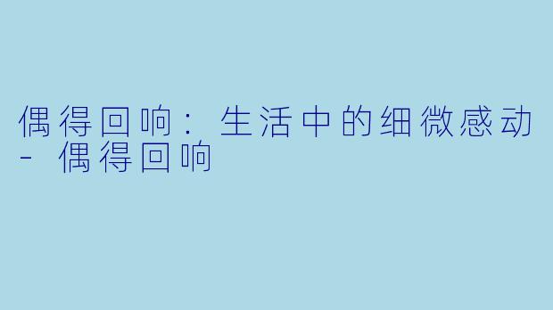 偶得回响：生活中的细微感动-偶得回响