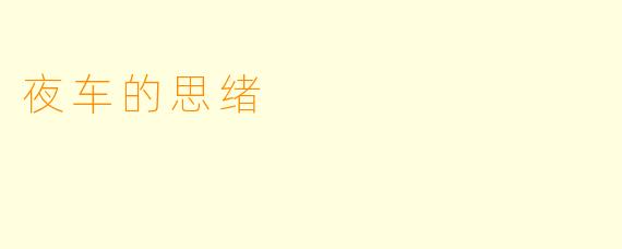 夜车的思绪