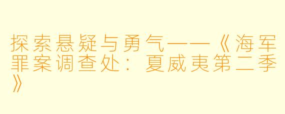 探索悬疑与勇气——《海军罪案调查处：夏威夷第二季》