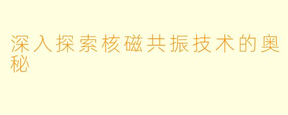 深入探索核磁共振技术的奥秘
