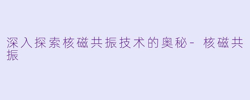 深入探索核磁共振技术的奥秘