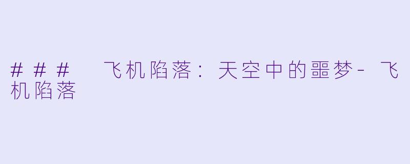 ### 飞机陷落：天空中的噩梦-飞机陷落
