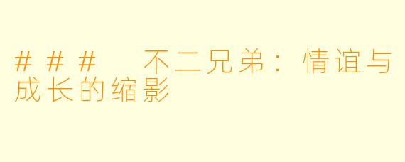 ### 不二兄弟:情谊与成长的缩影