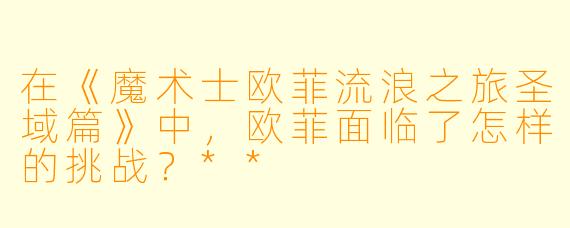 在《魔术士欧菲流浪之旅圣域篇》中,欧菲面临了怎样的挑战?**