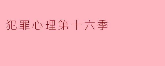 犯罪心理第十六季