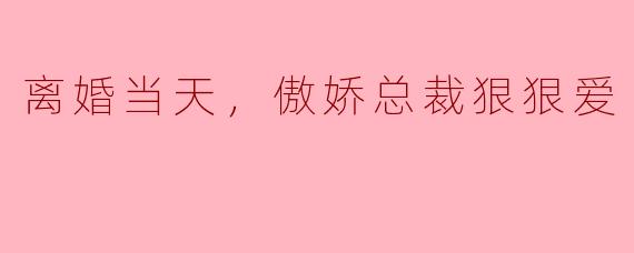 离婚当天，傲娇总裁狠狠爱