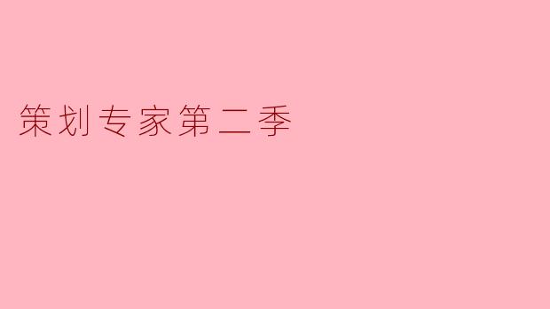 策划专家第二季