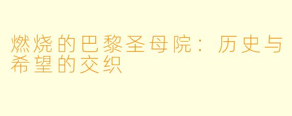 燃烧的巴黎圣母院：历史与希望的交织