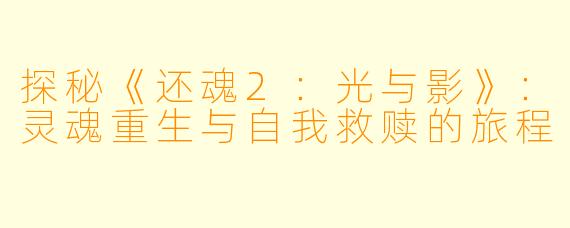 探秘《还魂2：光与影》：灵魂重生与自我救赎的旅程