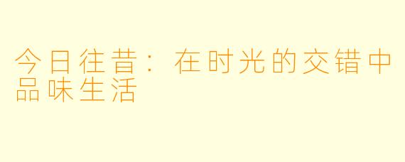 今日往昔：在时光的交错中品味生活