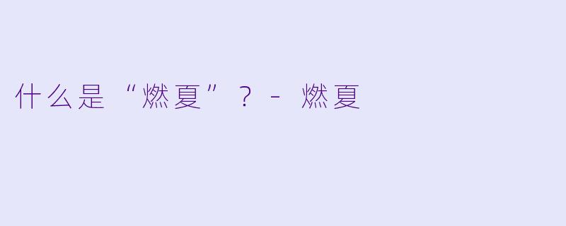 什么是“燃夏”？