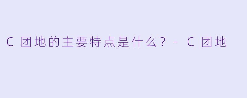 C团地的主要特点是什么？