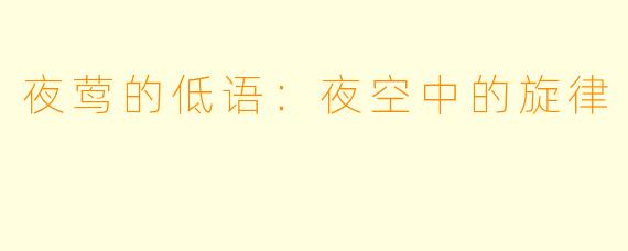 夜莺的低语：夜空中的旋律
