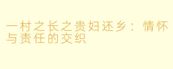 一村之长之贵妇还乡:情怀与责任的交织