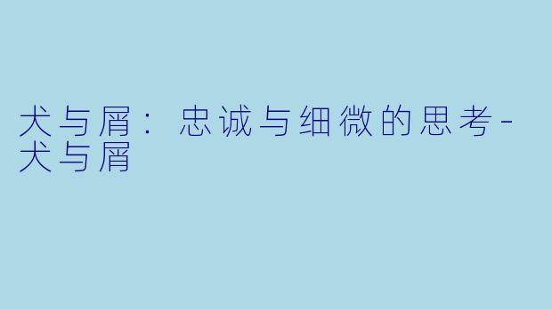 犬与屑：忠诚与细微的思考-犬与屑