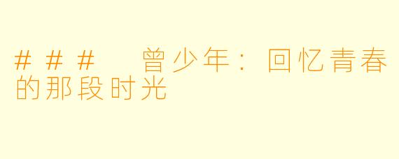 ### 曾少年：回忆青春的那段时光