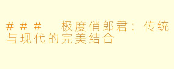 ### 极度俏郎君：传统与现代的完美结合