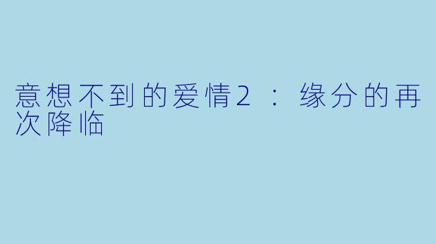 意想不到的爱情2：缘分的再次降临