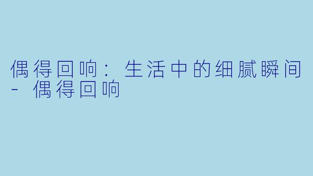 偶得回响：生活中的细腻瞬间-偶得回响