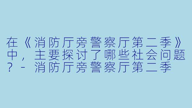 在《消防厅旁警察厅第二季》中,主要探讨了哪些社会问题?
