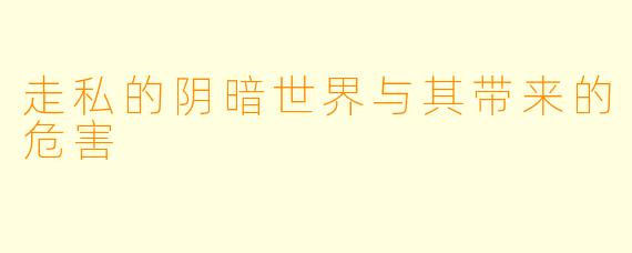 走私的阴暗世界与其带来的危害