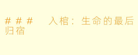 ### 入棺：生命的最后归宿