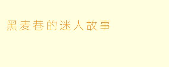 黑麦巷的迷人故事