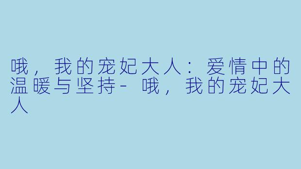 哦，我的宠妃大人：爱情中的温暖与坚持-哦，我的宠妃大人
