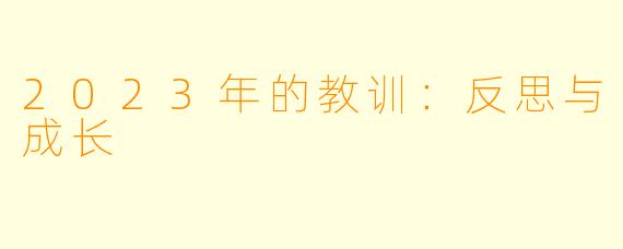 2023年的教训：反思与成长