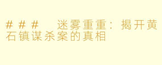 ### 迷雾重重：揭开黄石镇谋杀案的真相