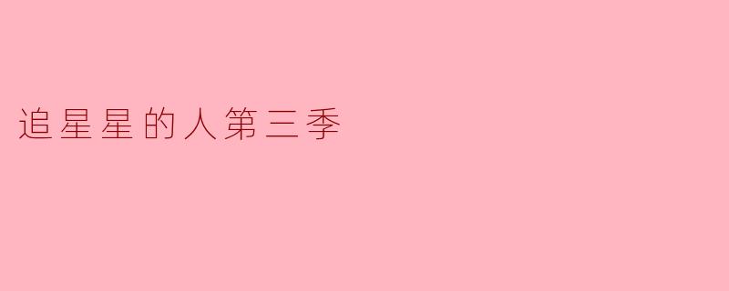 追星星的人第三季