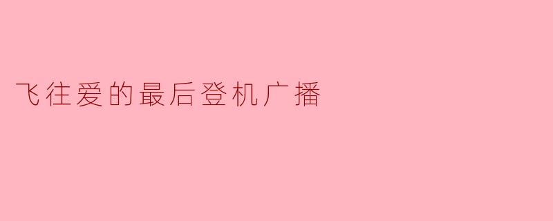 ### 飞往爱的最后登机广播
