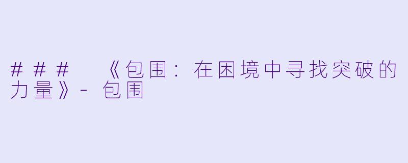 ### 《包围:在困境中寻找突破的力量》