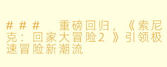 ### 重磅回归，《索尼克：回家大冒险2》引领极速冒险新潮流