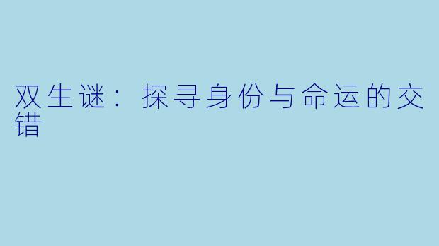 双生谜：探寻身份与命运的交错