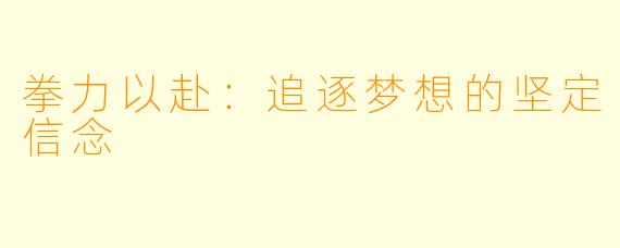 拳力以赴:追逐梦想的坚定信念