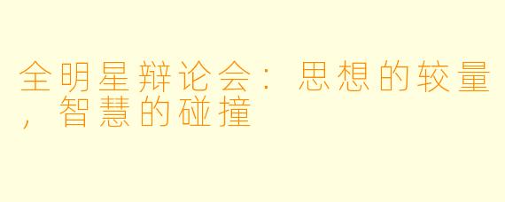 全明星辩论会:思想的较量,智慧的碰撞