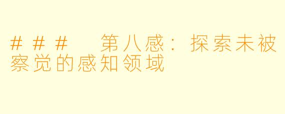 ### 第八感：探索未被察觉的感知领域