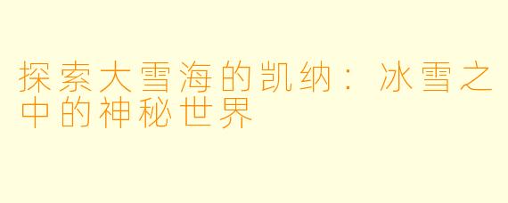 探索大雪海的凯纳:冰雪之中的神秘世界