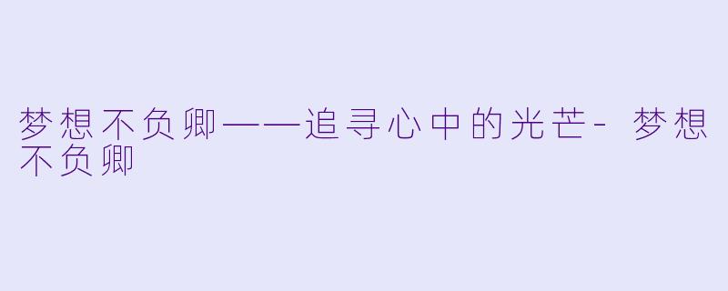 梦想不负卿——追寻心中的光芒-梦想不负卿