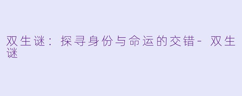 双生谜：探寻身份与命运的交错-双生谜