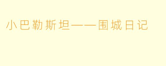 小巴勒斯坦——围城日记