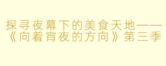 探寻夜幕下的美食天地——《向着宵夜的方向》第三季